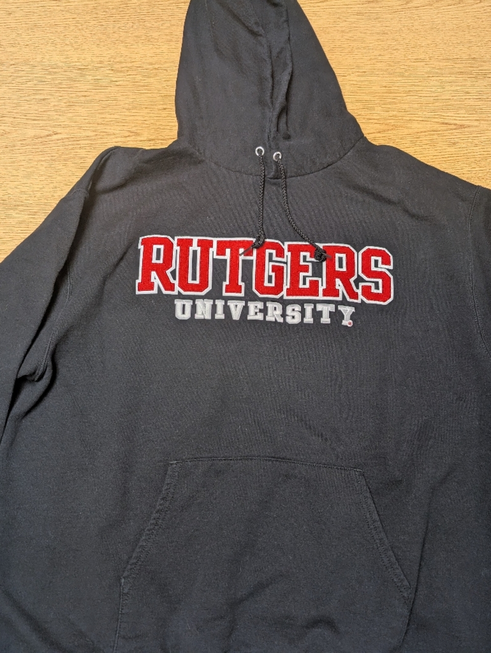 Champion Black Hoodie with Multicolor Logo Tag